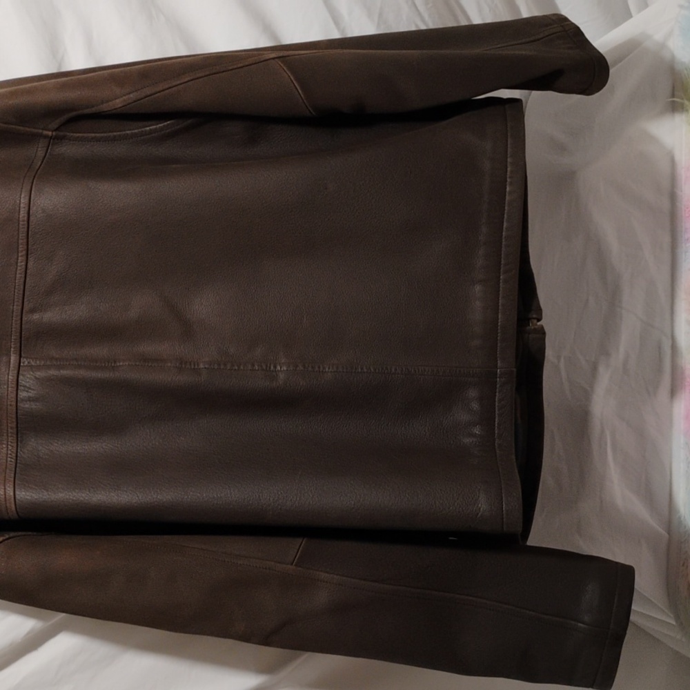 SALE! Columbia Men's Genuine Leather & Wool Blend Full Zip Up Coat Sz.L - Picture 9 of 16